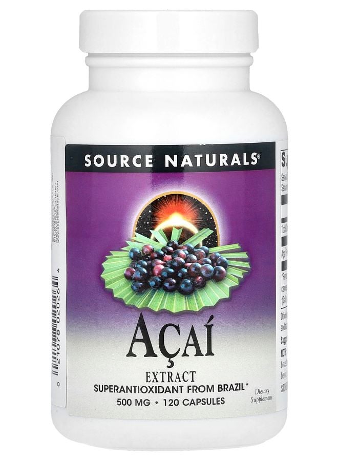 Acai Extract 500 mg 120 Capsules (250 mg per Capsule)