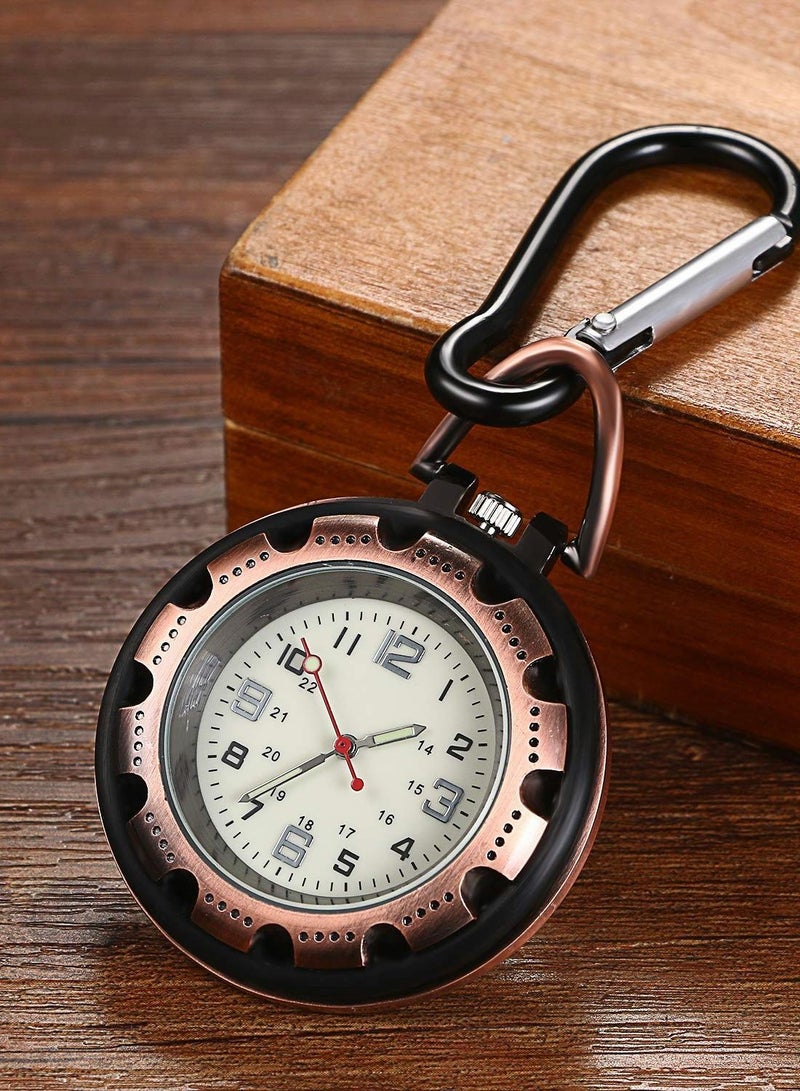 Men's Pocket Watch, Clip On Fob Backpack Carabiner Belt Watch with Luminous Hands for Hiking or Climbing - Image 2