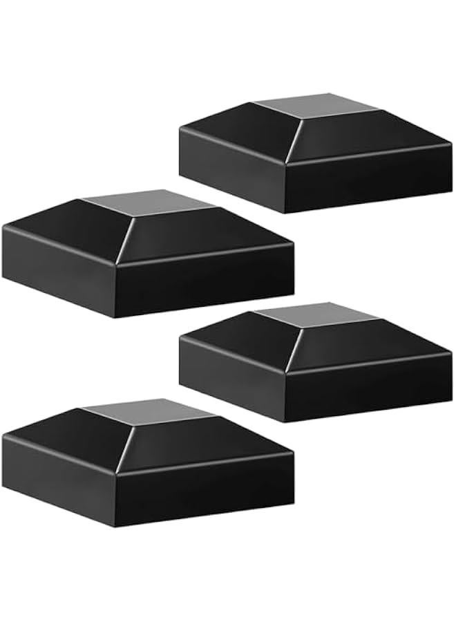 Arabest 2x2 Post Caps – Aluminum Pyramid Caps Fits 2 x 2 Metal Posts, Black Matte Post Covers for Fence, Deck Railing, and Mailbox (4 Pack) - Image 1