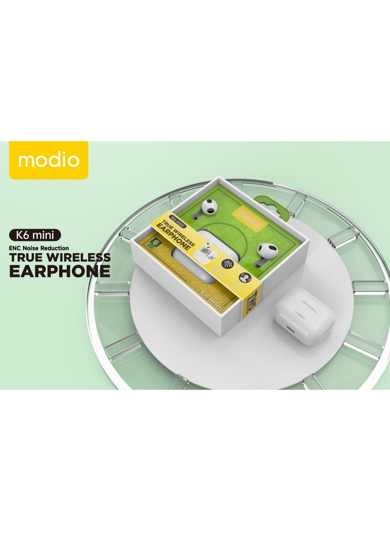 modio - Modio K6 Mini Wireless Bluetooth Earbuds With HD Sound Quality andCompatible With All Android iso Devices - Image 1