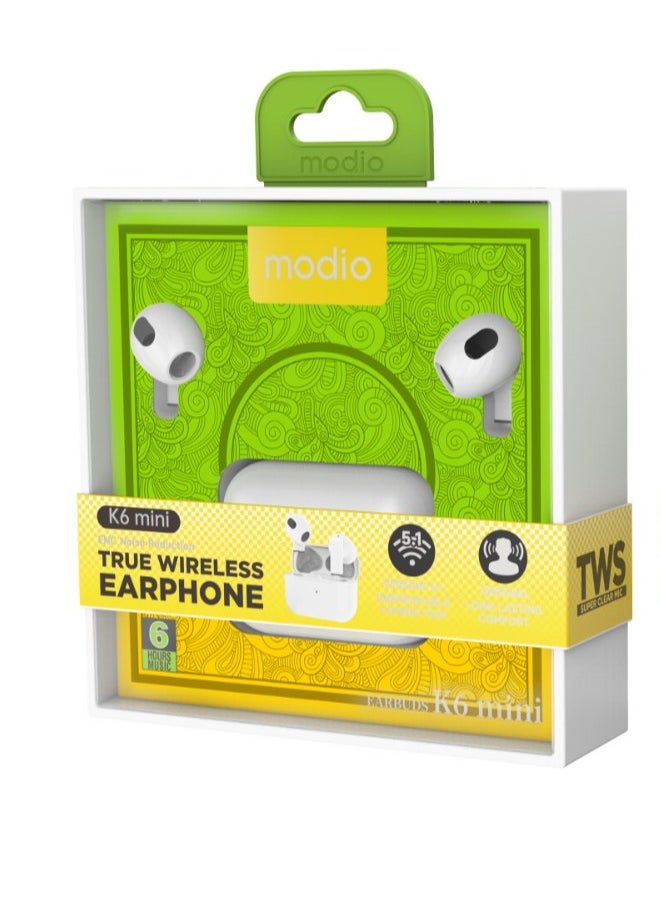 modio - Modio K6 Mini Wireless Bluetooth Earbuds With HD Sound Quality andCompatible With All Android iso Devices - Image 1