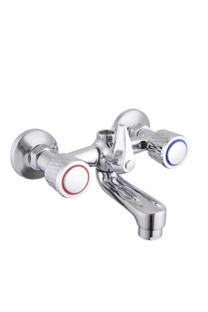 Premium Chrome Plated Dual Handle Wall Mount Mixer Faucet – Hot & Cold Water Control