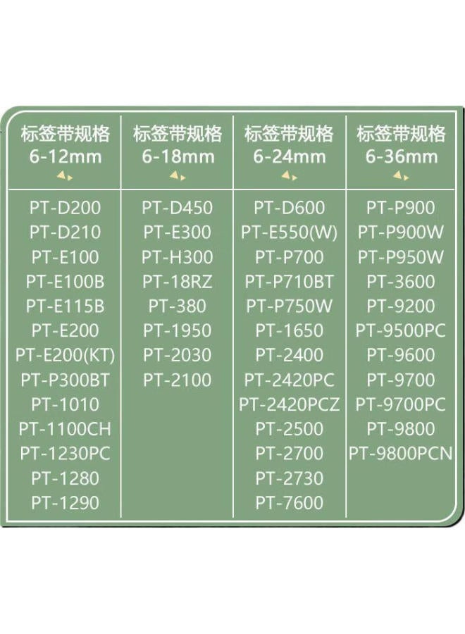 Befon شريط طباعة الملصقات من بيفون غير لاصق 12 مم Aze-231 خلفية بيضاء نص أسود متوافق مع Brother PT-E115B PT-D210 PT-P300Bt - Image 2