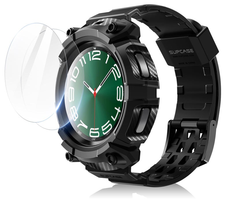 SUPCASE for Samsung Galaxy Watch 6 Classic 47mm Case with Band (Unicorn Beetle Pro), [2 Pack Screen Protector] Rugged Protective Cover with Adjustable Strap Band for Galaxy Watch 6 Classic, Black - Image 1