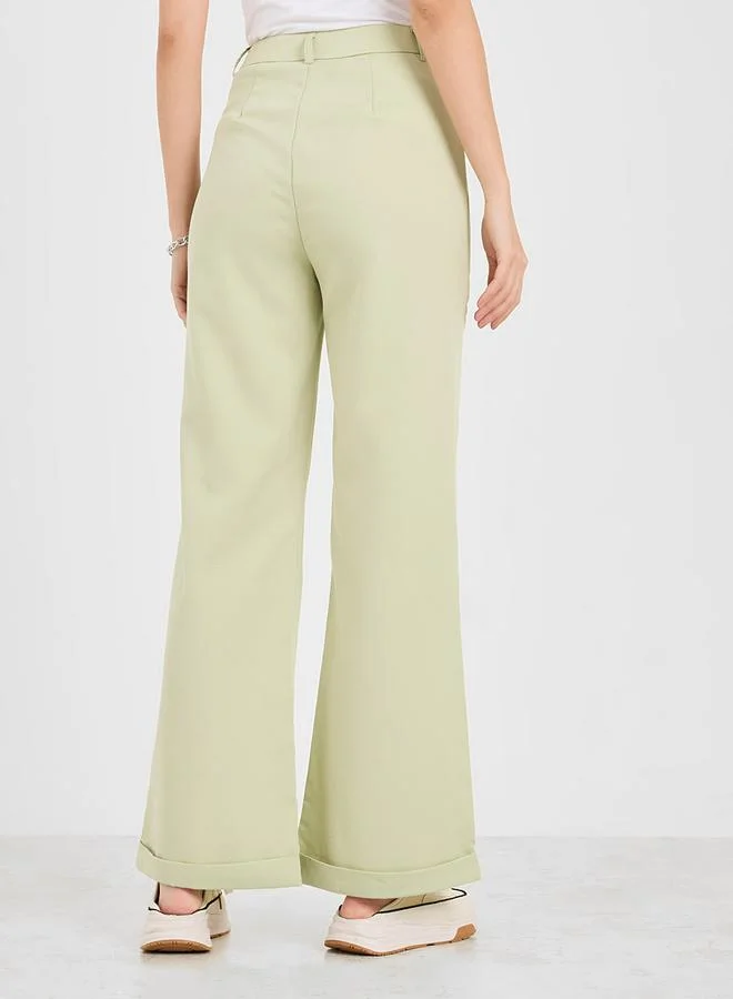 Styli High Rise Ankle Length Flared Pants