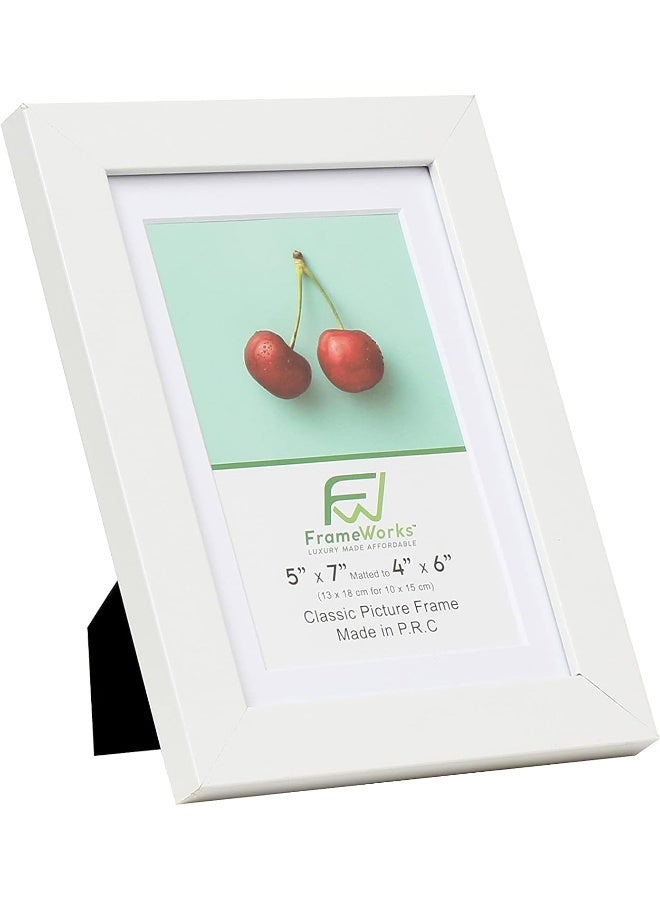 FrameWorks 5x7 mat to 4x6 Classic Wooden Picture Frames Tempered Glass/White / 2-Pack - Image 2