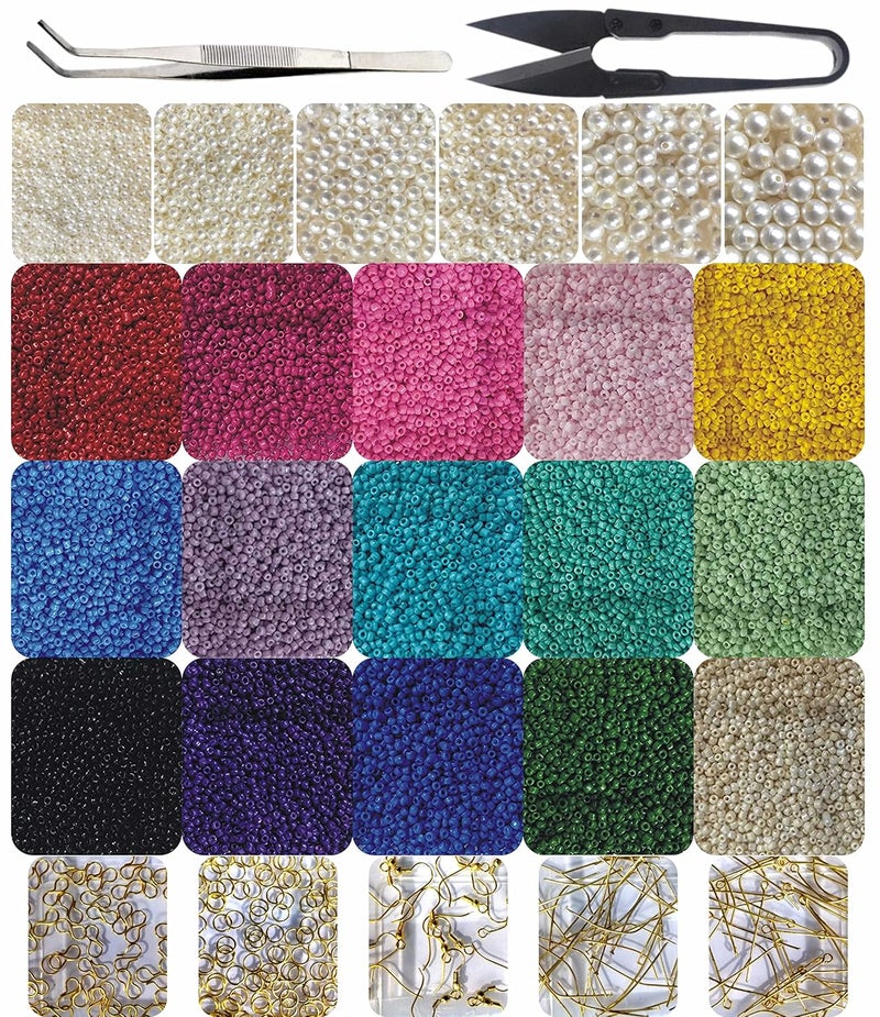 INDIKONB Indikonb 18500 Pc-28 In 1 Jewellery Making Materials Kit For Earrings,Necklace,Bracelet Jewelry Making Set For Girls & Women For Jewelry,Embroidery Work,Art & Craft & Beading Diy Kit - Multicolor  - Image 1