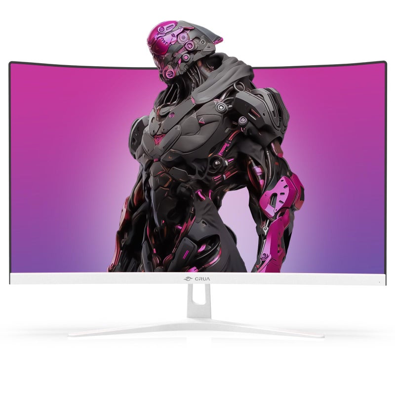 CRUA 27" Curved Gaming Monitor, FHD 1920x1080P, 165Hz/200Hz Computer Monitor, 1800R VA Screen, 120% sRGB, Support AMD FreeSync, Blue Light Filter, HDMI & DP, Wall Mount Install- White - Image 2