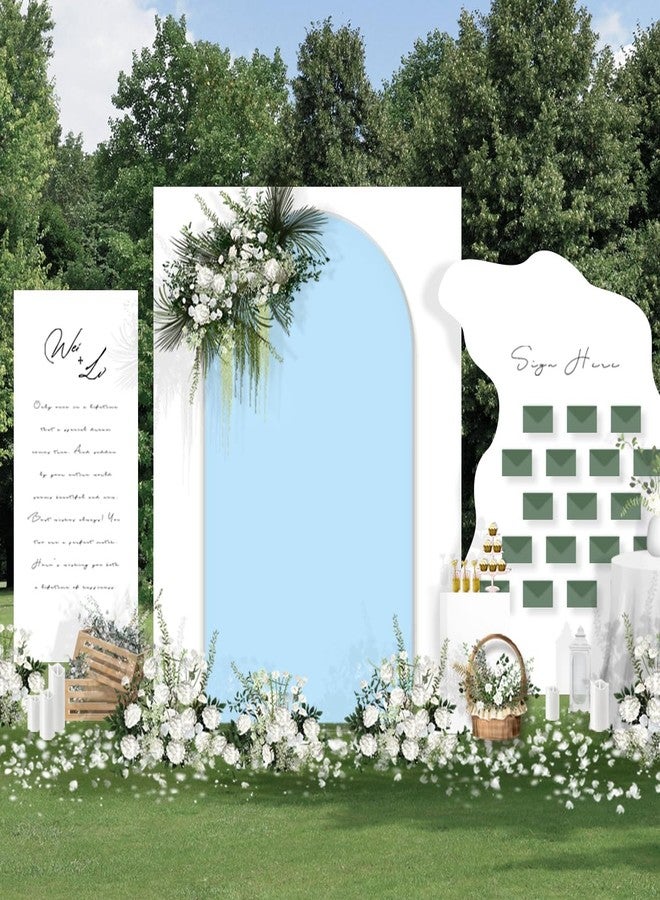 MLMC 6FT Arch Backdrop Cover Blue Fitted Spandex Backdrop Stand Cover Stretchy Round Top Chiara Arch Cover for Wedding Baby Shower Birthday Ceremony Photography Background Decor 6x2.6FT - Image 4