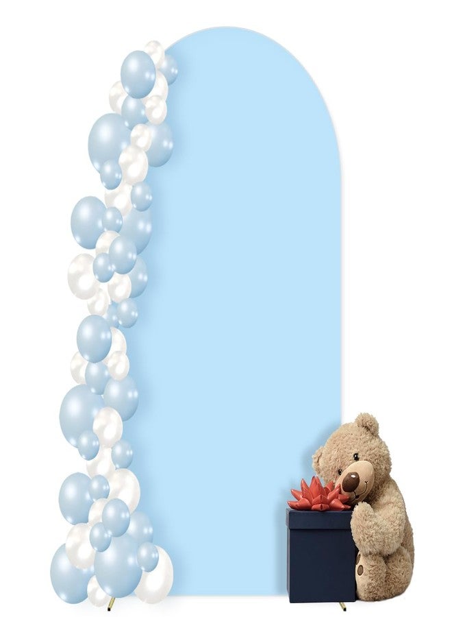 MLMC 6FT Arch Backdrop Cover Blue Fitted Spandex Backdrop Stand Cover Stretchy Round Top Chiara Arch Cover for Wedding Baby Shower Birthday Ceremony Photography Background Decor 6x2.6FT - Image 1