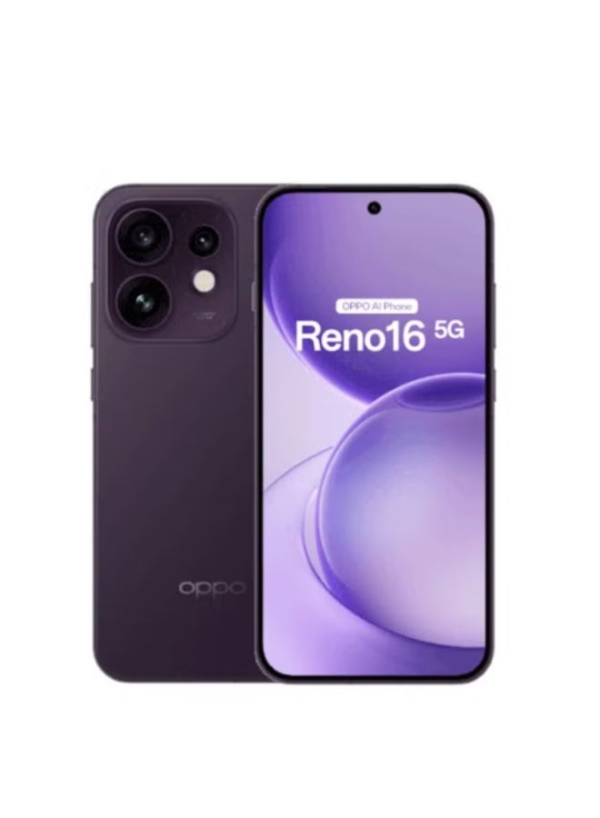 أوبو Reno16 5G Dual SIM and eSIM Twilight Violet 12GB RAM 256G – Middle East Version - Image 1