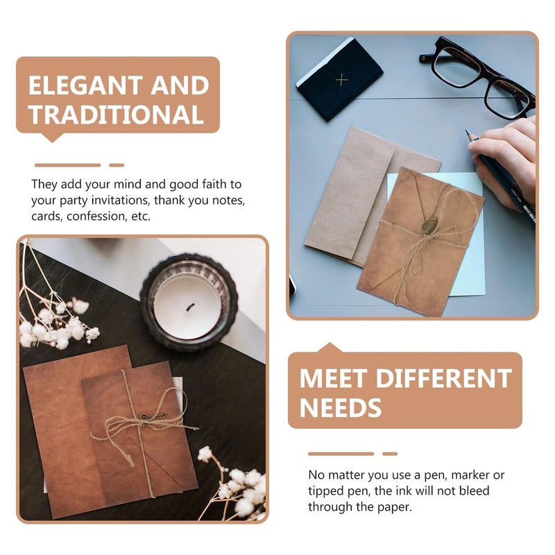 Vintage Kraft Paper Letter Writing Set A5 Stationery With 3 Antique Paper Envelopes - Image 4