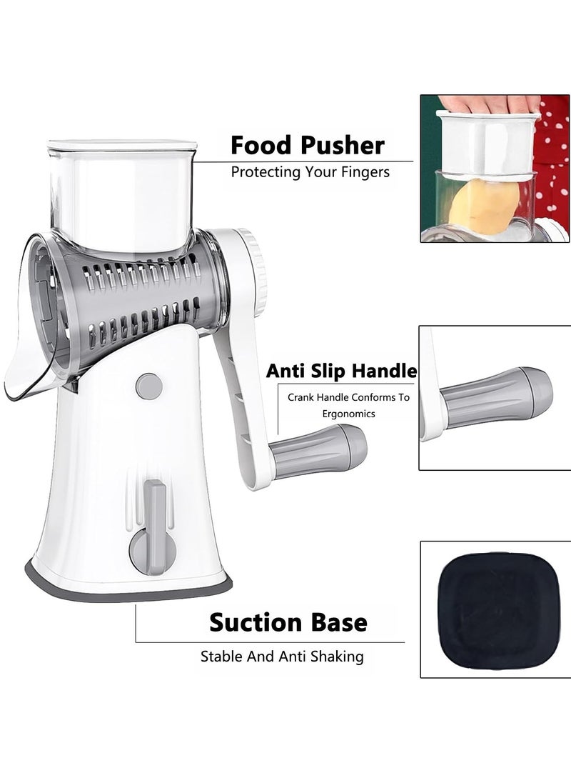 Generic - Vegetable Chopper, Cheese Grater with 5 Interchangeable Stainless Steel Blades, Potato Cutter for Kitchen(White) - Image 1