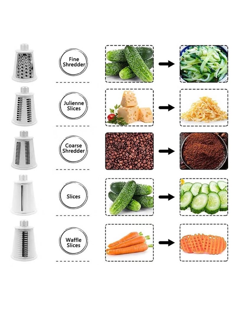 Generic - Vegetable Chopper, Cheese Grater with 5 Interchangeable Stainless Steel Blades, Potato Cutter for Kitchen(White) - Image 1
