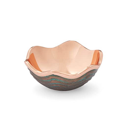 nambe Small Copper Canyon Bowl 6Inch Fruit or Snack Bowl for Kitchen Counter Table Mantel Dcor Decorative Scalloped Edge Vegetable Basket Salad Serving Bowl 16Ounce
