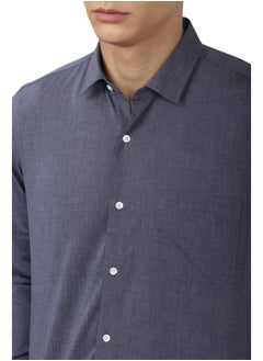 Peter England Peter England Men's Solid Regular Shirt (PESFOSLBG00575_MediumGrey 38)  - Image 4