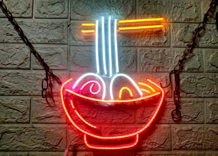Wall Mitra Ramen Neon Sign Ramen Noodle Led Neon Lights for Wall Decor Neon Cool Neon Lights for Restaurant Ramen Shop Window18x10 RedWhiteYellowPink - Image 4