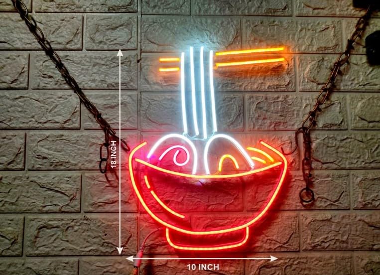 Wall Mitra Ramen Neon Sign Ramen Noodle Led Neon Lights for Wall Decor Neon Cool Neon Lights for Restaurant Ramen Shop Window18x10 RedWhiteYellowPink - Image 2