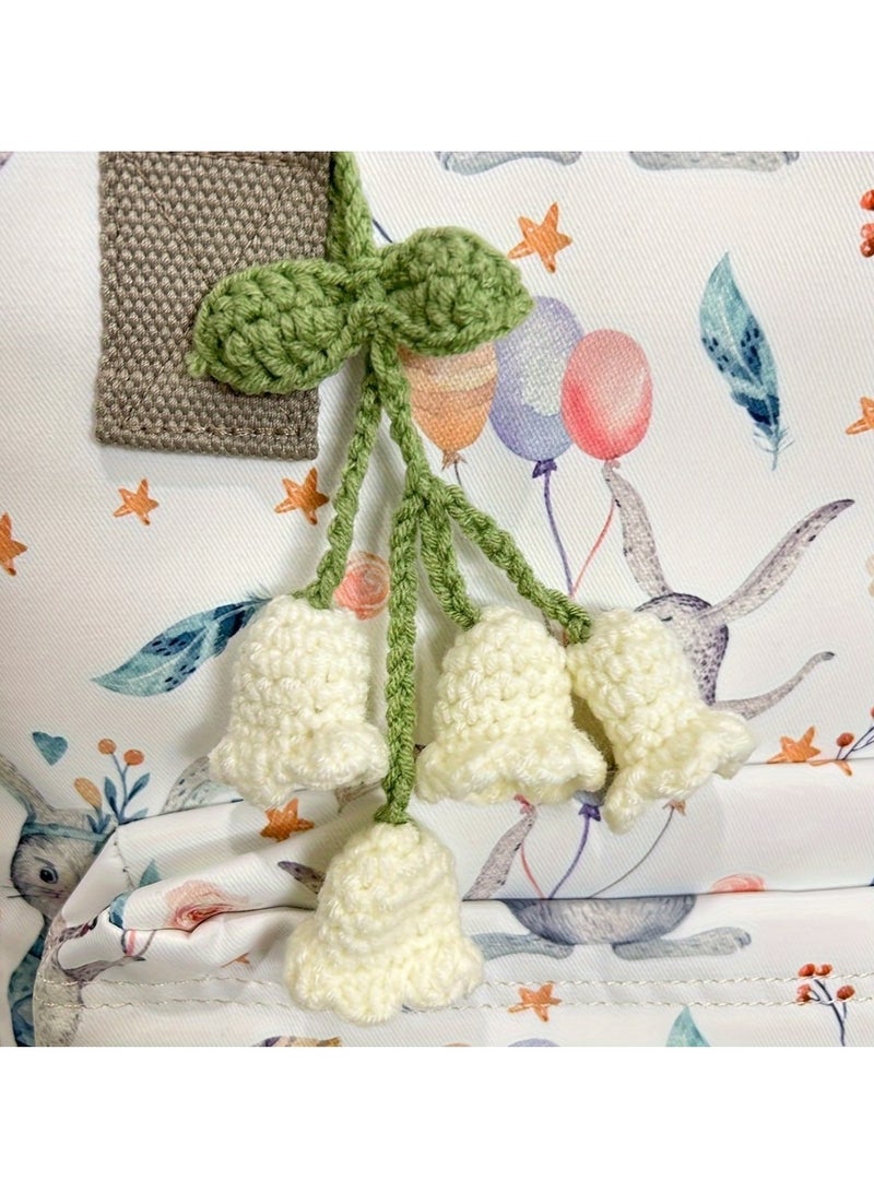 1pc Exquisite Crochet Lily of the Valley Flower Pendant - Handwoven Delicate Ornament for DIY Car Interior Decoration, Unique Gift for Women - Image 4