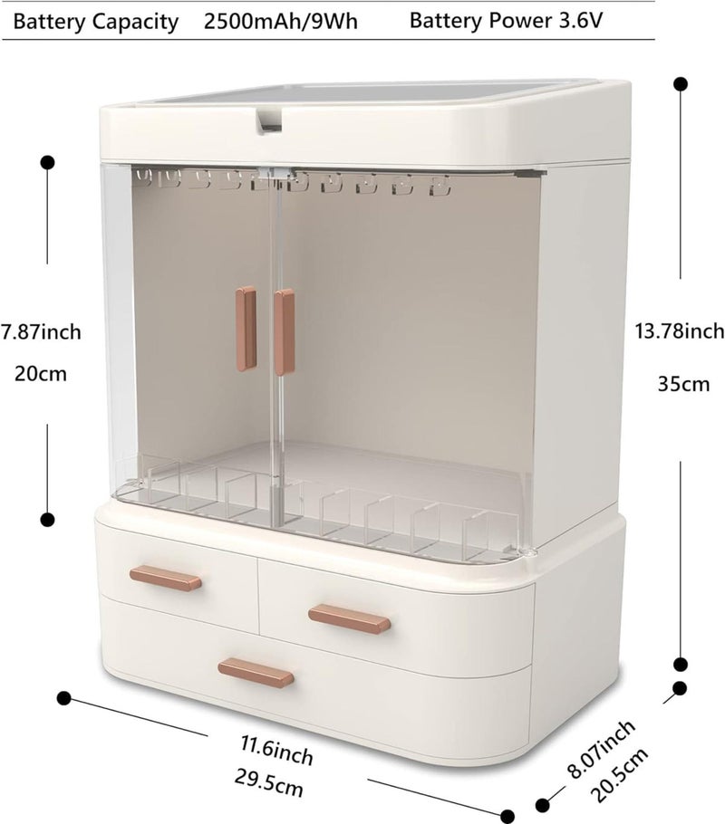 SIBY Acrylic Makeup Organizer with Mirror | Large Capacity Dust and Waterproof Cosmetic Organizer with Drawers for Cosmetic Display | Cosmetic Storage for Bathroom, Dresser, Vanity(Cream) - Image 2