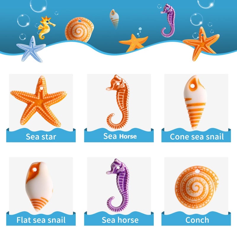 TENDYCOCO Mini Beach Seashells Sea Star Seahorse Natural Conch for Home Decorations Beach Theme Party Wedding DIY Crafts Fish Tank Vase Fillers Bonsai Decor 48pcs - Image 5