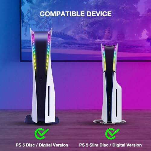 JUSPRO PS5 LED Light Strip, RGB Ring LED Lights Kit Accessories Compatible with PS5 Slim Console Digital Edition & Regular Edition - Image 2