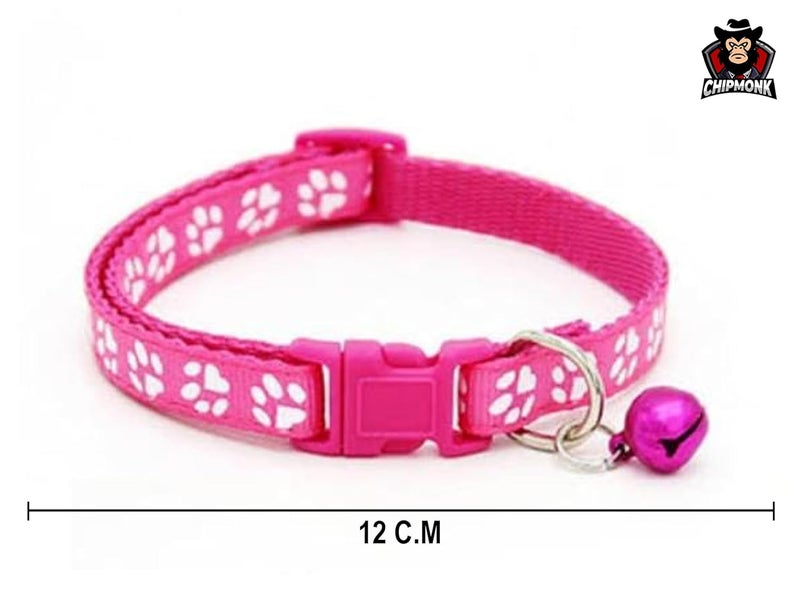 CHIPMONK Paw Cat Collar with Bell,Kitten and Small Dogs Soft Adjustable Collar,Safe,Breakaway for Cats and Puppies - Dark Pink - Image 4