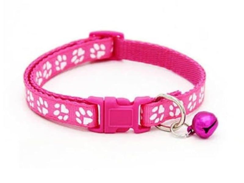 CHIPMONK Paw Cat Collar with Bell,Kitten and Small Dogs Soft Adjustable Collar,Safe,Breakaway for Cats and Puppies - Dark Pink - Image 1