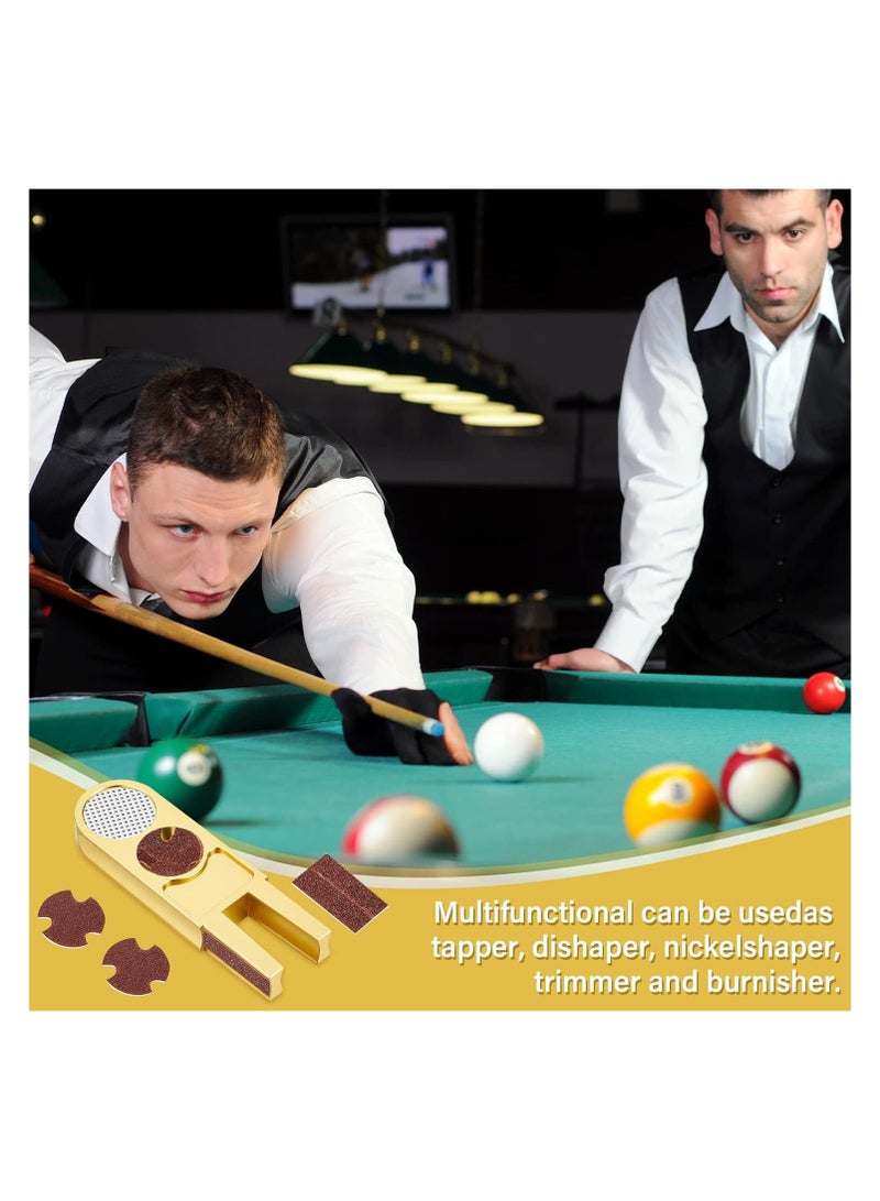 SYOSI 2 Pcs Billiards Pool Cue Tip Shaper Tool U Shaped Cue Tip Scuffer Burnisher Metal Cue Tip Sander Cue Stick Tool U Shaped Multi Functional Cue Tip Trimmers Tapper with Sandpaper - Image 5