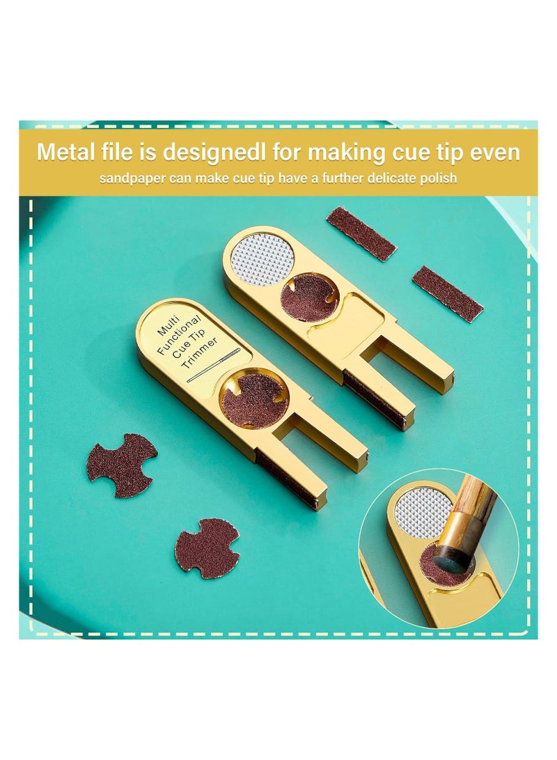 SYOSI 2 Pcs Billiards Pool Cue Tip Shaper Tool U Shaped Cue Tip Scuffer Burnisher Metal Cue Tip Sander Cue Stick Tool U Shaped Multi Functional Cue Tip Trimmers Tapper with Sandpaper - Image 3