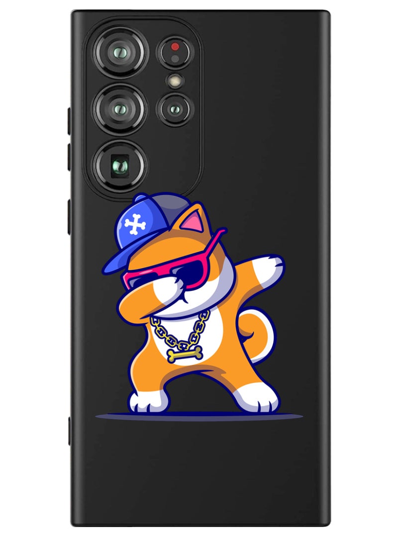 Theodor Protective Slim Fit Case Liquid Silicone Cover with Full Body Protection Anti-Scratch Shockproof Case For Samsung Galaxy S24 Ultra (Black) - Dog father Beer Lover Black - Image 1