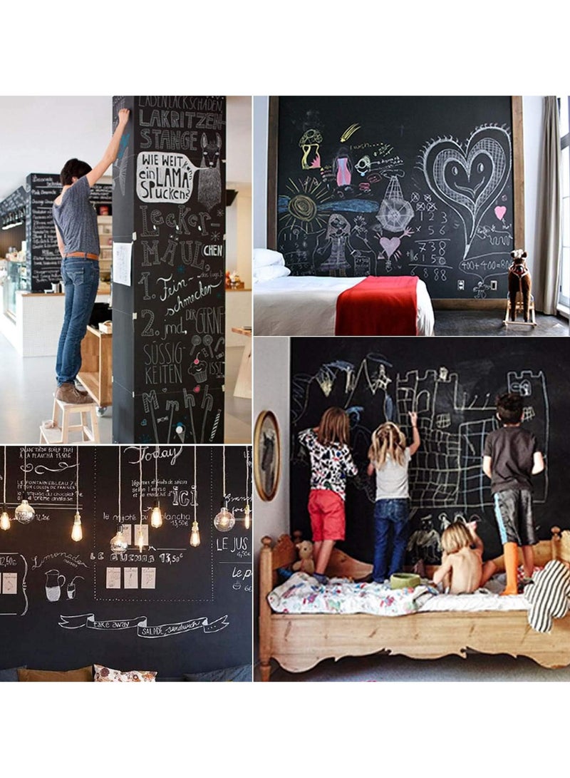 ماسكابوني لفة ورق لاصق كبيرة للسبورة - 17.7 انش × 78 انش (6.5 قدم) - 5 طباشير متضمنة - ورق حائط بديل لطلاء السبورة - ملصق حائط لاصق من الفينيل - ملصقات سبورة سوداء - Image 2