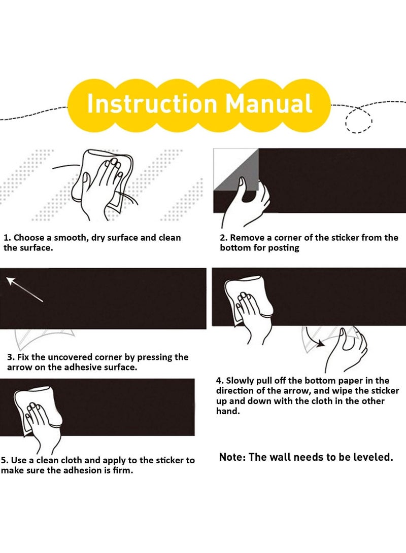 ماسكابوني لفة ورق لاصق كبيرة للسبورة - 17.7 انش × 78 انش (6.5 قدم) - 5 طباشير متضمنة - ورق حائط بديل لطلاء السبورة - ملصق حائط لاصق من الفينيل - ملصقات سبورة سوداء - Image 4