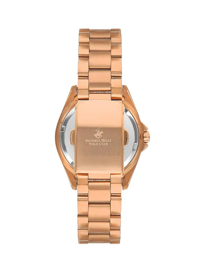 بيفرلي هيلز بولو كلوب Beverly Hills Polo Club Women's VX3J Movement Watch, Multi Function Display and Metal Strap - BP3313X.410, Rose Gold