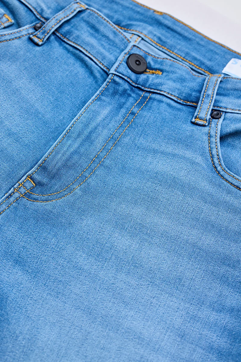 SNITCH Blue Solid Skinny Fit Streetwear Jeans