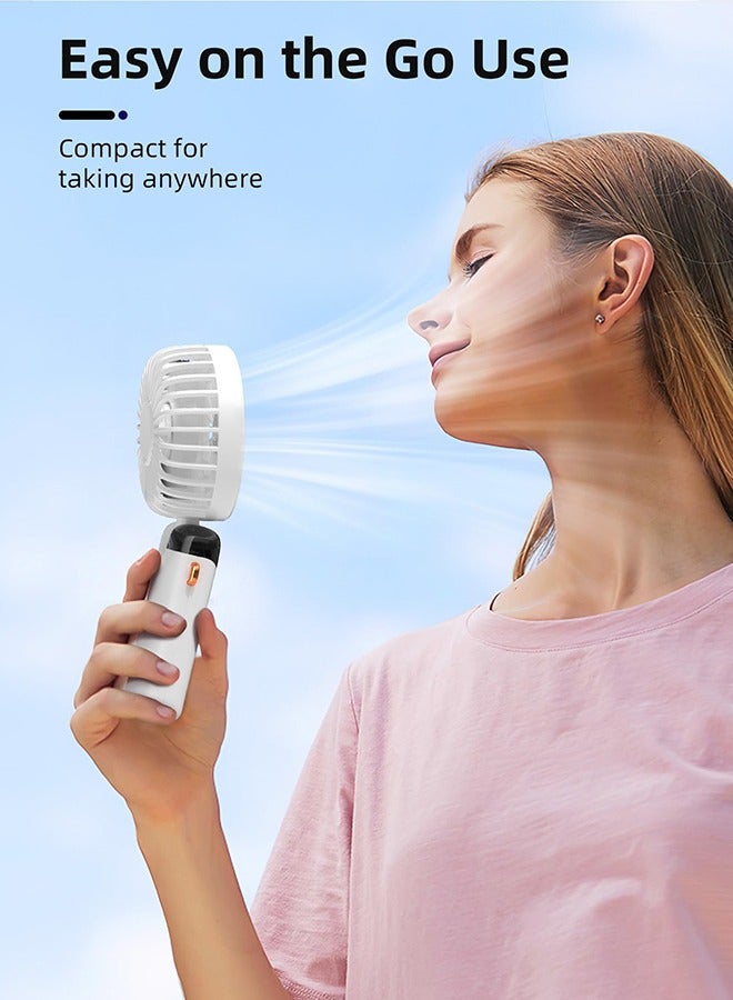 مروحة يد محمولة، مروحة صغيرة هادئة، مروحة قابلة لإعادة الشحن ببطارية USB بقدرة 2400 مللي أمبير في الساعة، مروحة طاولة تعمل بالبطارية مع 5 سرعات للمنزل والسفر والتنقل والمكياج والمكتب (أبيض) - Image 5