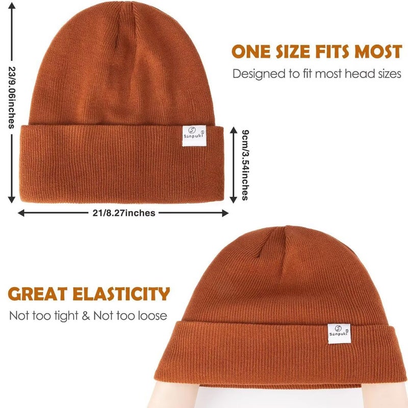 SENPUKI 3 Pack Satin Lined Winter Beanie Hats for Women Men,Silk Lined Beanie Knit Soft Warm Cuffed Hat(Black+Beige+Burgundy) - Image 3