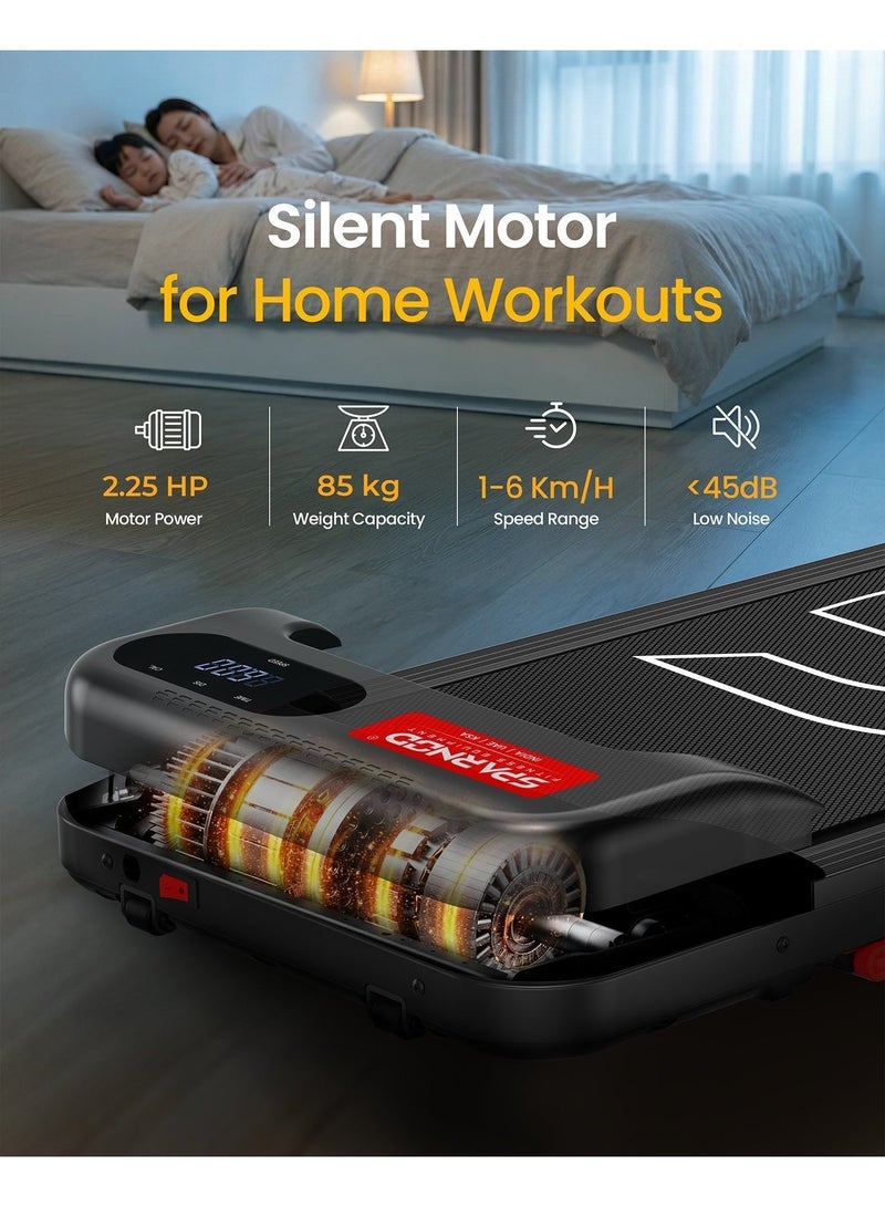 Sparnod Fitness STH-2001 Walking Pad for Home Use, 2.25 HP Motor 1–6 km/h Speed, Manual Incline 2 Levels, LED Display for Time, Distance, Speed & Calories, Shock Absorption, Compact Design, 85kg Max Weight - Image 5
