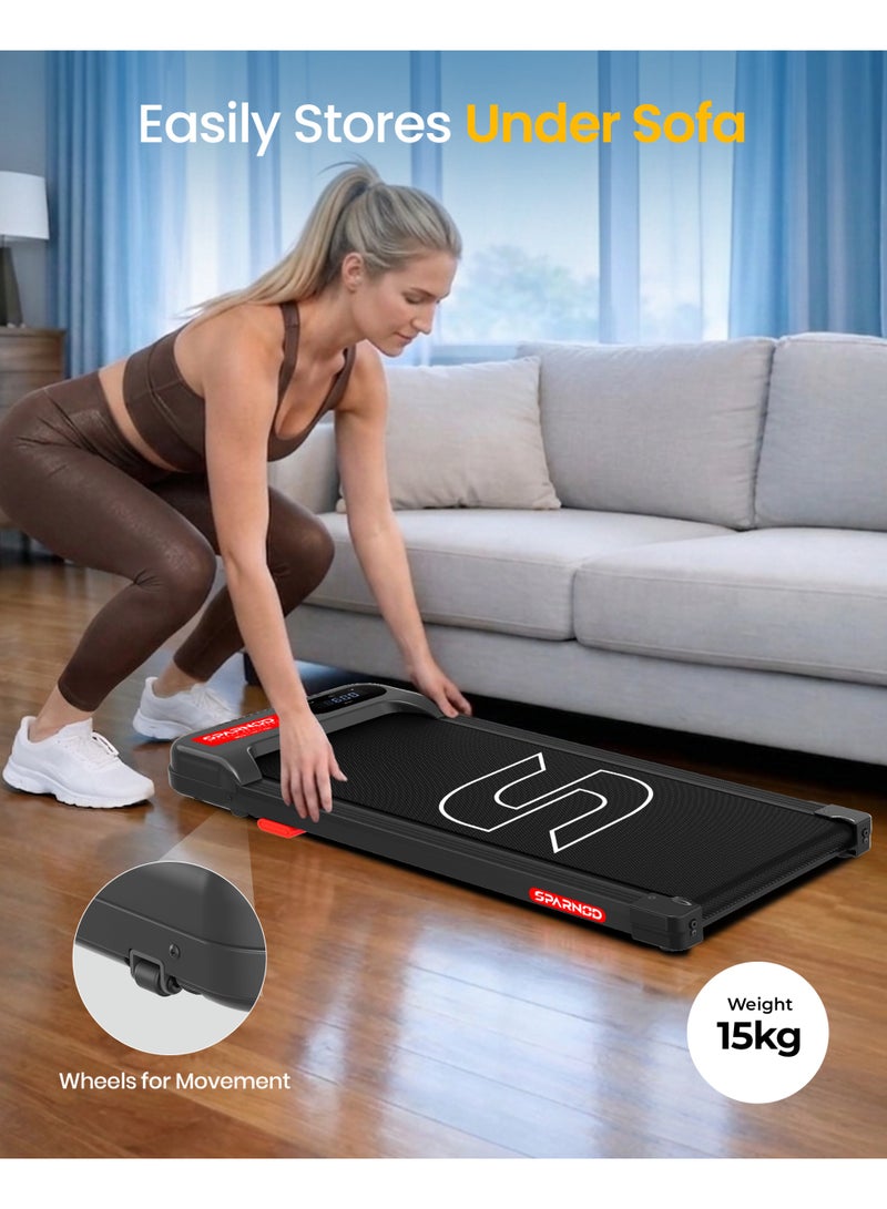 Sparnod Fitness STH-2001 Walking Pad for Home Use, 2.25 HP Motor 1–6 km/h Speed, Manual Incline 2 Levels, LED Display for Time, Distance, Speed & Calories, Shock Absorption, Compact Design, 85kg Max Weight image 7