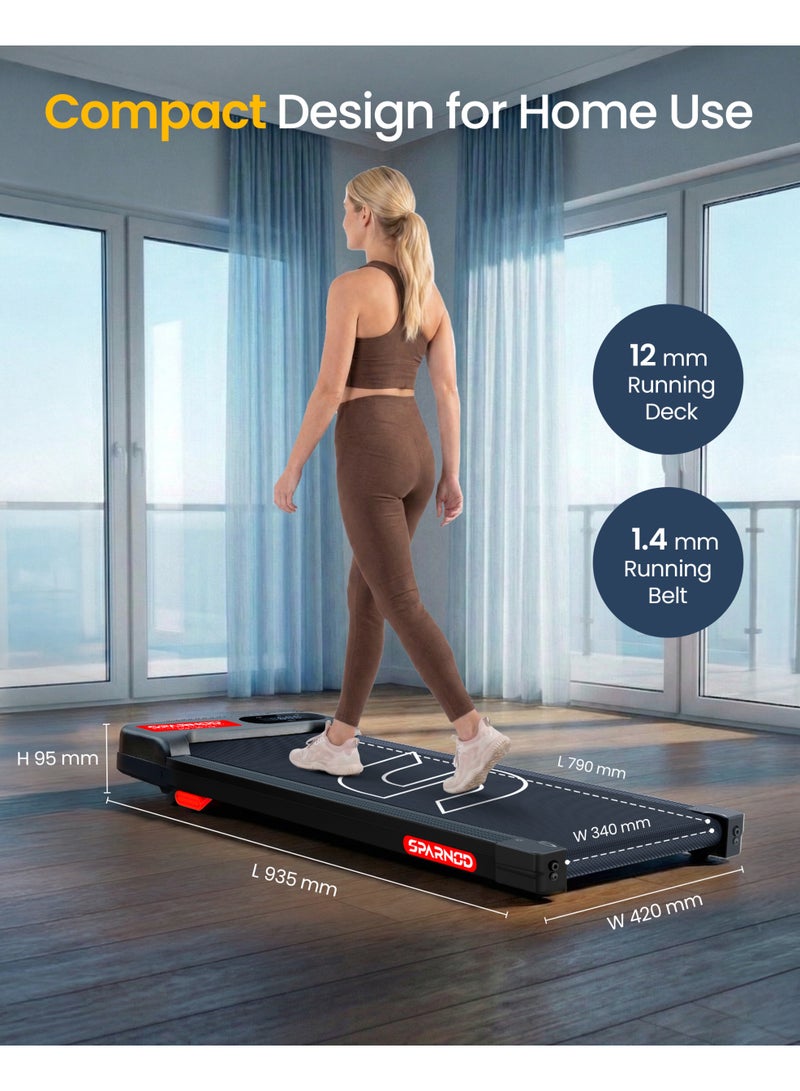 Sparnod Fitness STH-2001 Walking Pad for Home Use, 2.25 HP Motor 1–6 km/h Speed, Manual Incline 2 Levels, LED Display for Time, Distance, Speed & Calories, Shock Absorption, Compact Design, 85kg Max Weight image 6