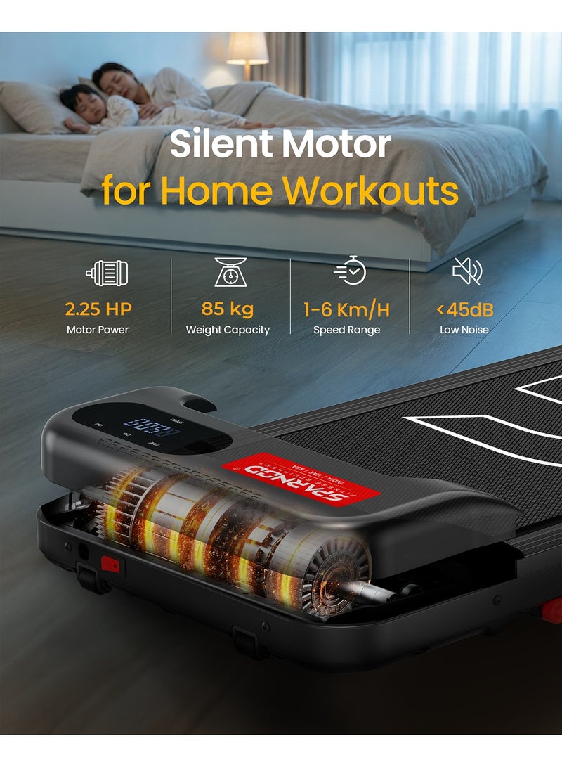 Sparnod Fitness STH-2001 Walking Pad for Home Use, 2.25 HP Motor 1–6 km/h Speed, Manual Incline 2 Levels, LED Display for Time, Distance, Speed & Calories, Shock Absorption, Compact Design, 85kg Max Weight image 5