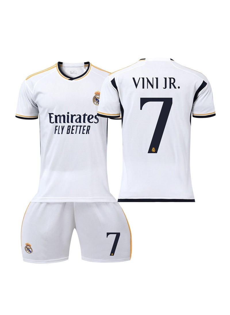 general 2023-24 Real Madrid Home Football Jersey VINI JR #7 Football Jersey/Shorts Gift Set Kids Size & Adult Size for Fans & Friends - Image 1