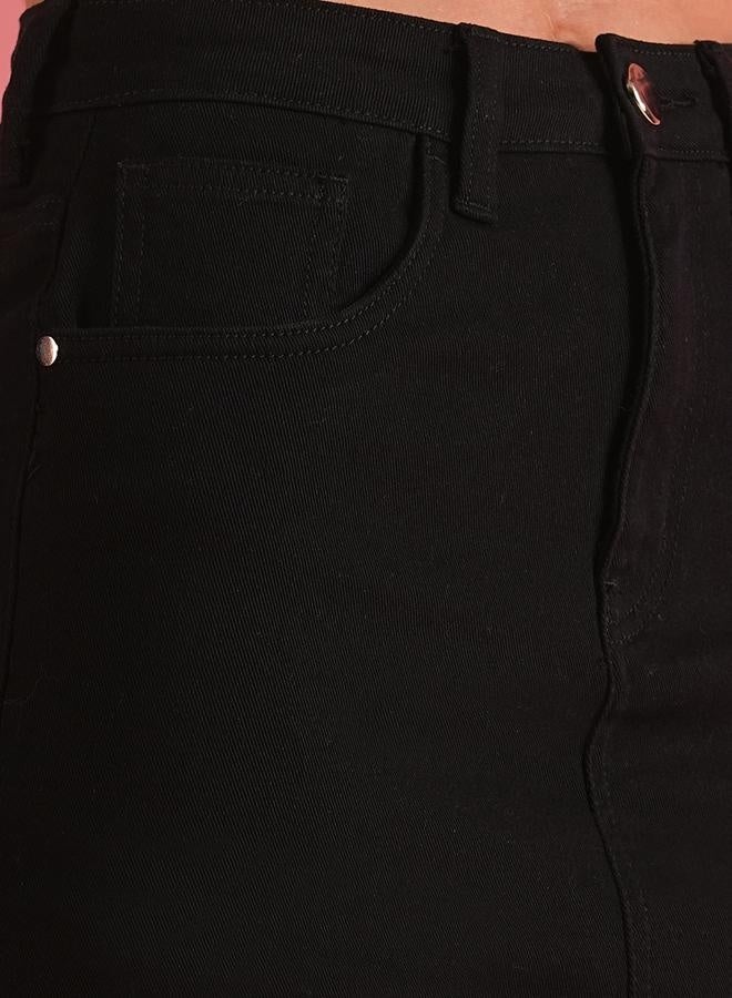globus Solid High Rise Pencil Midi Skirt With Pockets - Image 4