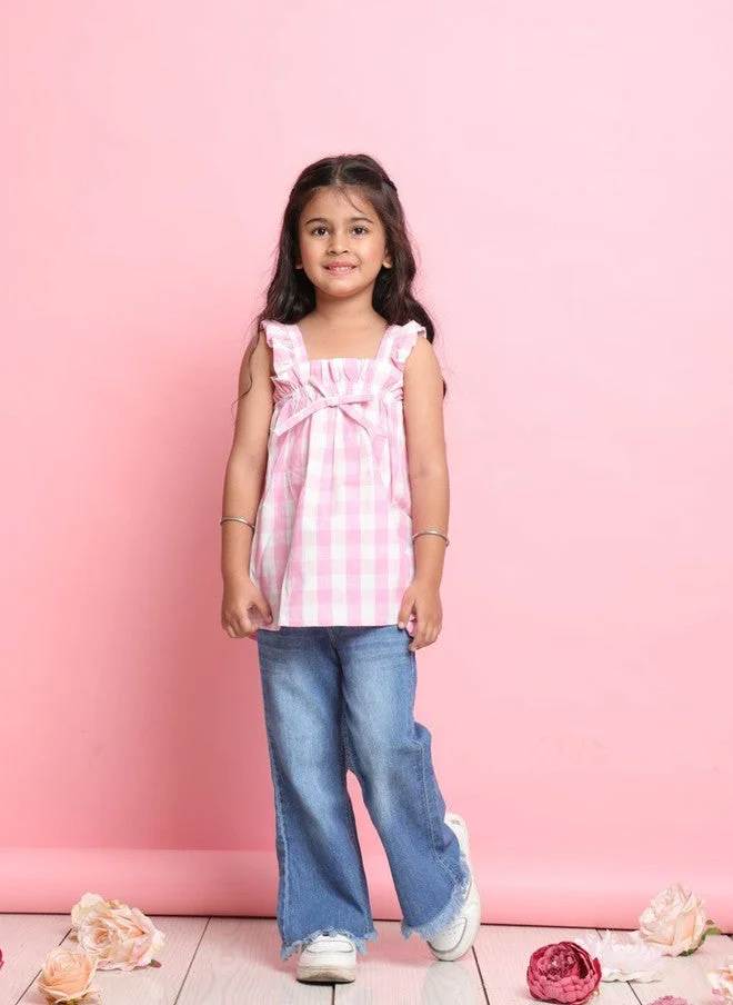 Saka Designs Checked A-Line Top for Girls