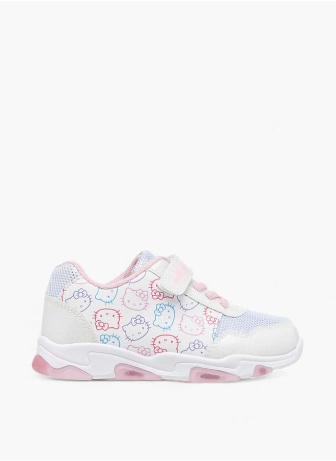 Girls Print LED Light Sneakers with Hook and Loop Closure