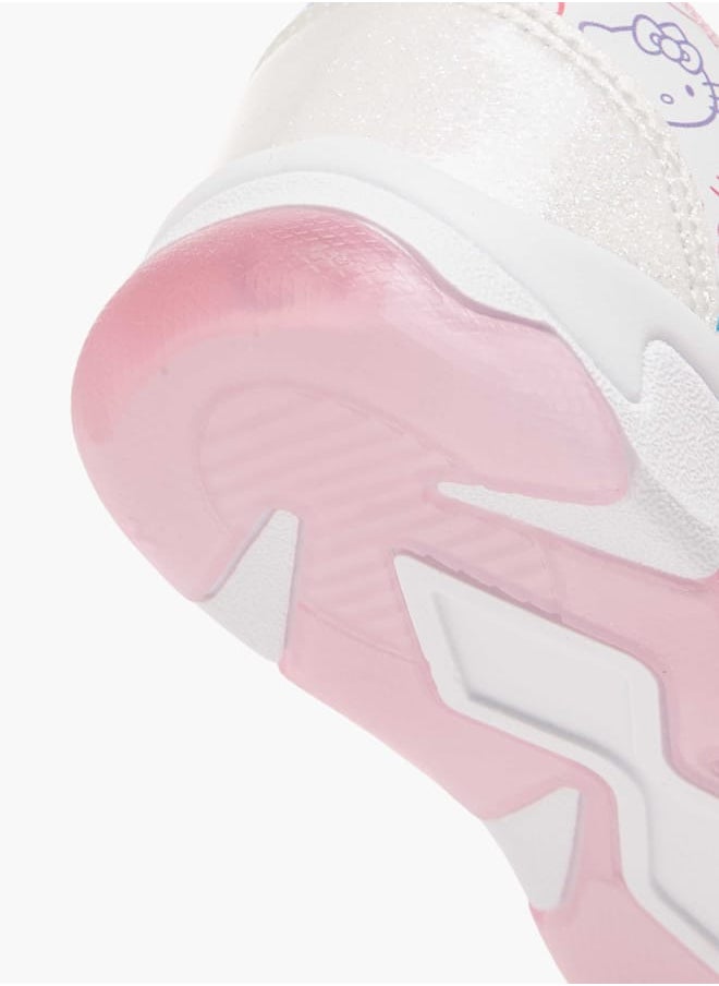 Girls Print LED Light Sneakers with Hook and Loop Closure