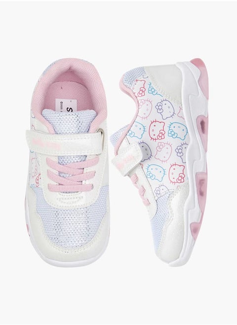 Girls Print LED Light Sneakers with Hook and Loop Closure