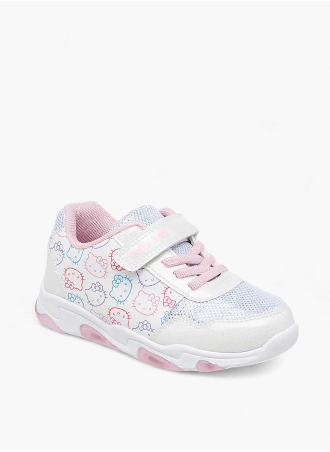 Girls Print LED Light Sneakers with Hook and Loop Closure