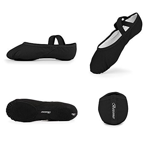 Bezioner Girls Canvas Ballet Shoes Ballet Slipper for Kids Women Yoga Shoes for Dancing-Black (Size 6 Adult) - Image 4