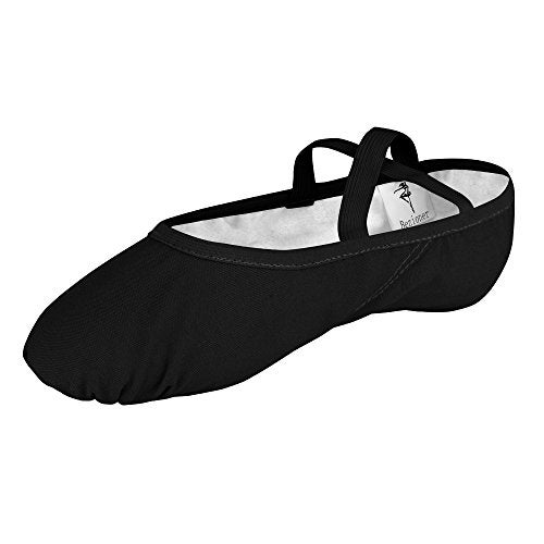 Bezioner Girls Canvas Ballet Shoes Ballet Slipper for Kids Women Yoga Shoes for Dancing-Black (Size 6 Adult) - Image 1